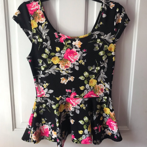 pink floral peplum top